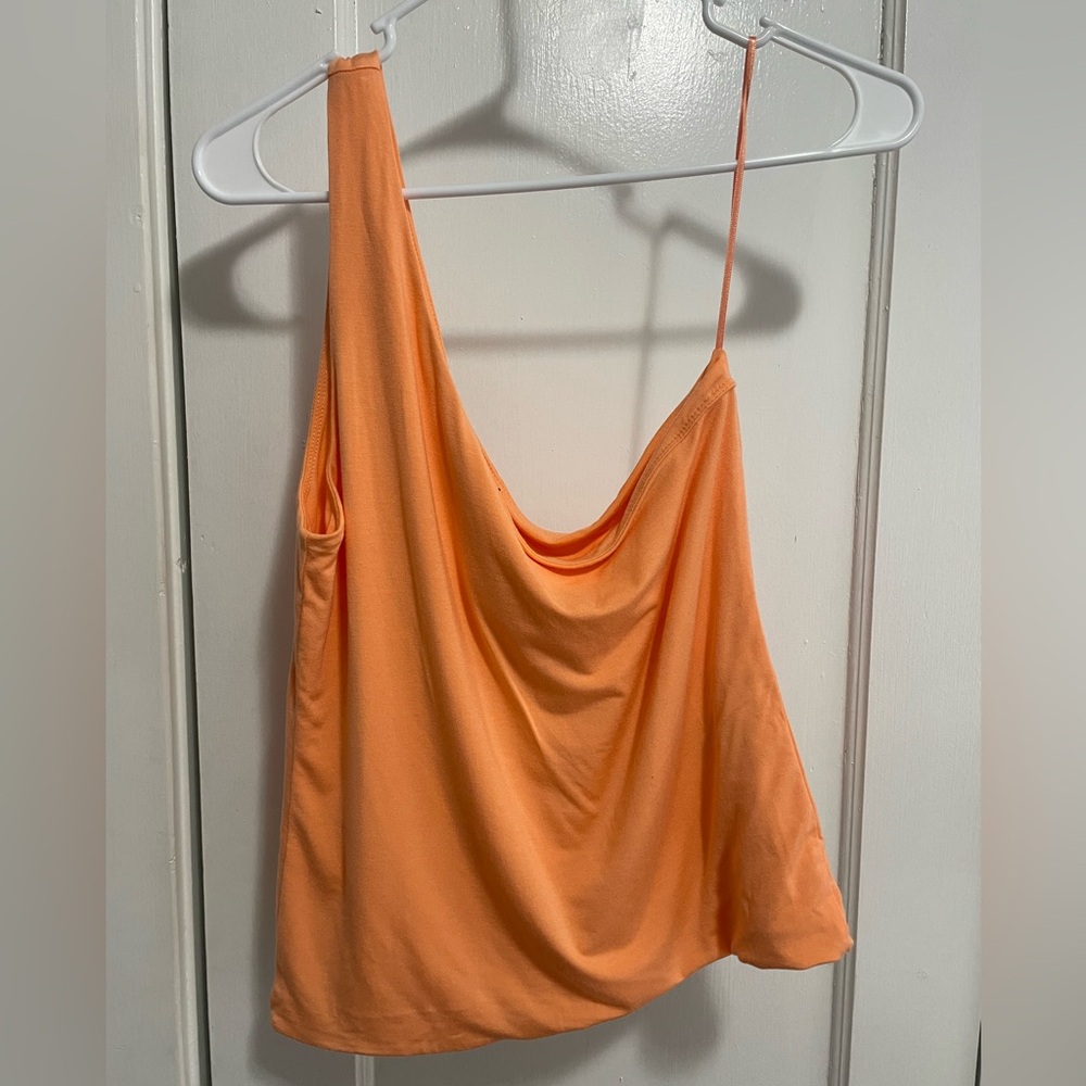 Jcrew one shoulder tank top. Orange, size L, with tags.
